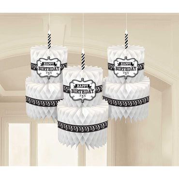 Chalkboard Birthday Honeycomb Cake Decorations 3pcs - Party Centre