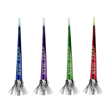 New Year Foil Glitter Jewel Tone Horn 20in - Party Centre