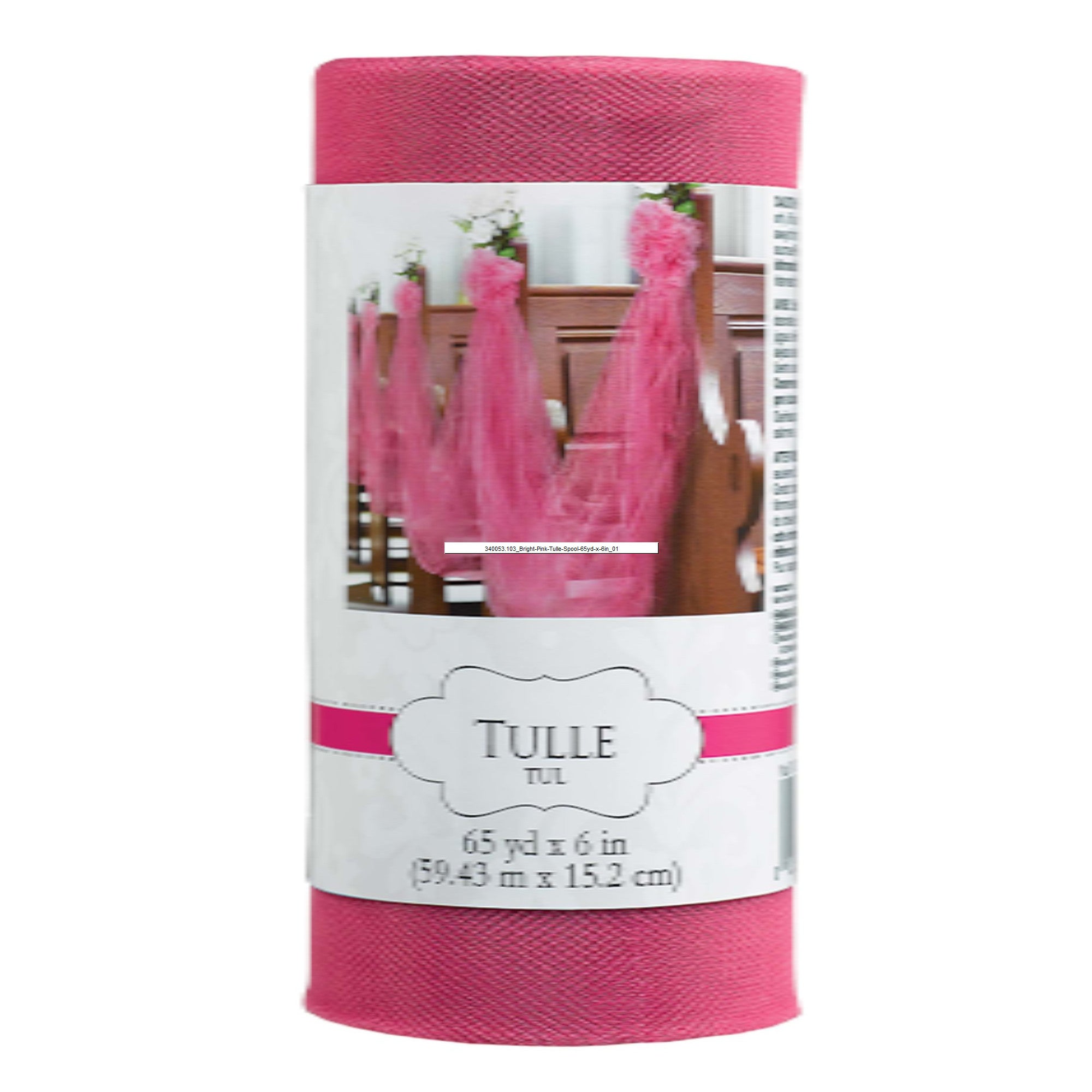 Bright Pink Tulle Spool 65yd x 6in - Party Centre