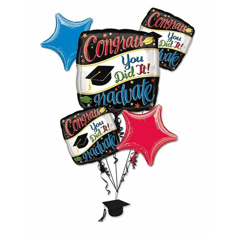 Grad Going Places Balloon Bouquet, 5pcs Foil Balloon Party Decoration