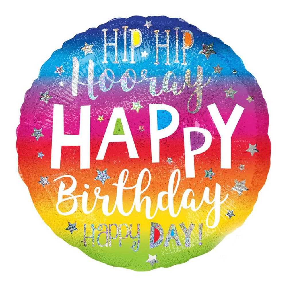 Hip Hip Hooray Birthday Round Foil Balloon 45cm - Party Centre