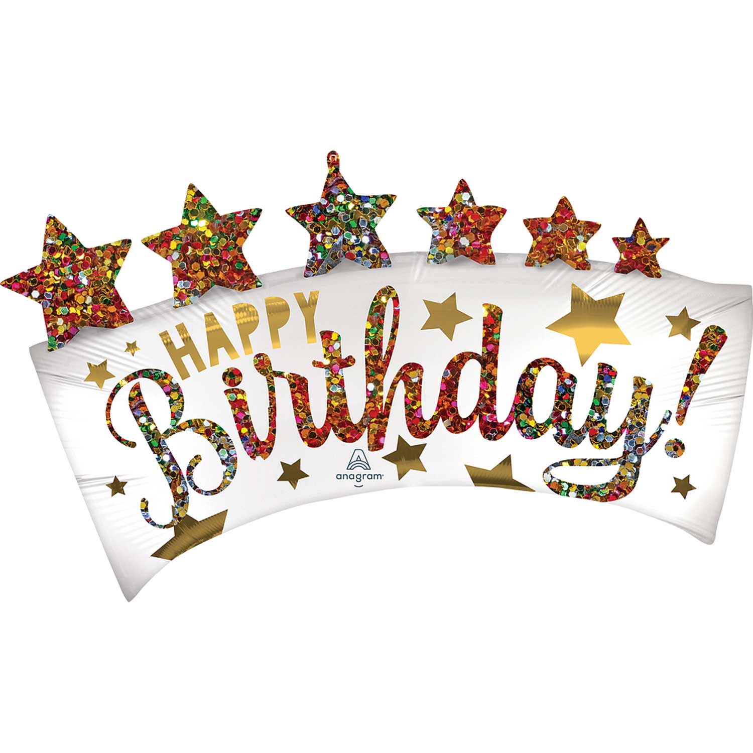 Happy Birthday Glitter Banner Foil Balloon - Party Centre
