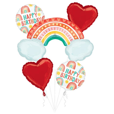 Retro Multi Colored Balloon Bouquet 5pcs Foil Balloon Party Decoration - Party Centre