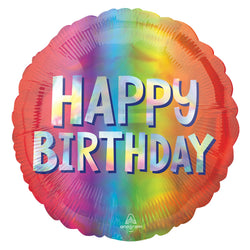 Happy Birthday Silver Ombre Foil Balloon 18-Inch Party Decoration