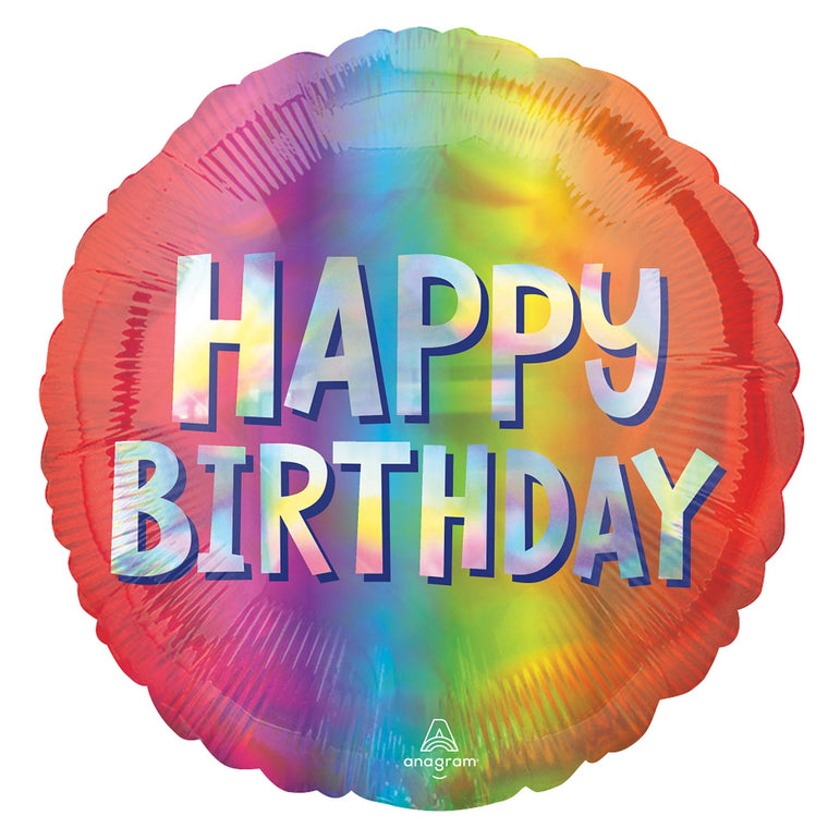 Happy Birthday Silver Ombre Foil Balloon 18-Inch Party Decoration