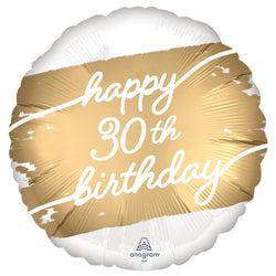 Golden Age 30 Happy Birthday Foil Balloon 18-Inch Party Decoration