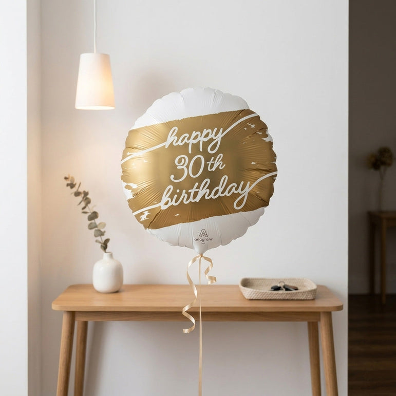 Golden Age 30 Happy Birthday Foil Balloon 18-Inch Party Decoration