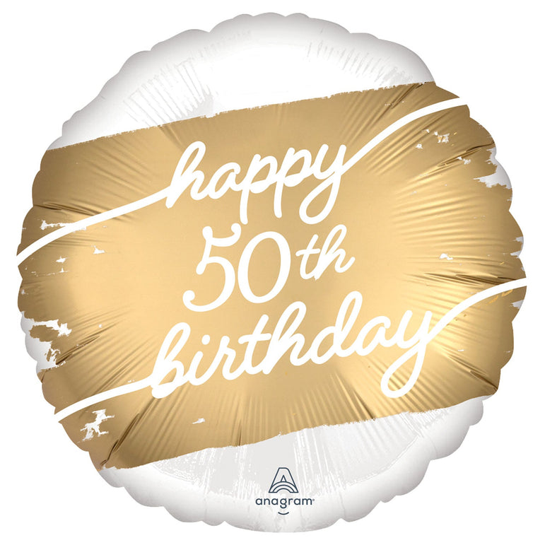 Golden Age 50 Birthday Balloon 18-Inch Foil Balloon Party Decoration
