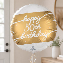 Golden Age 50 Birthday Balloon 18-Inch Foil Balloon Party Decoration
