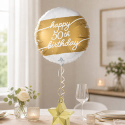 Golden Age 50 Birthday Balloon 18-Inch Foil Balloon Party Decoration