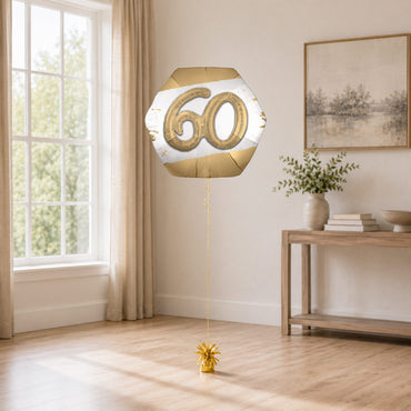 Golder Age 60 Multi Foil Balloon 30Inch Party Decoration - Party Centre