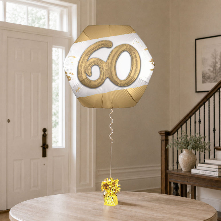 Golder Age 60 Multi Foil Balloon 30Inch Party Decoration