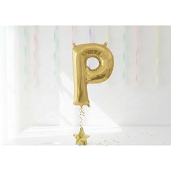 White Gold Letter P Supershape Foil Balloon 60x81cm Party Decoration
