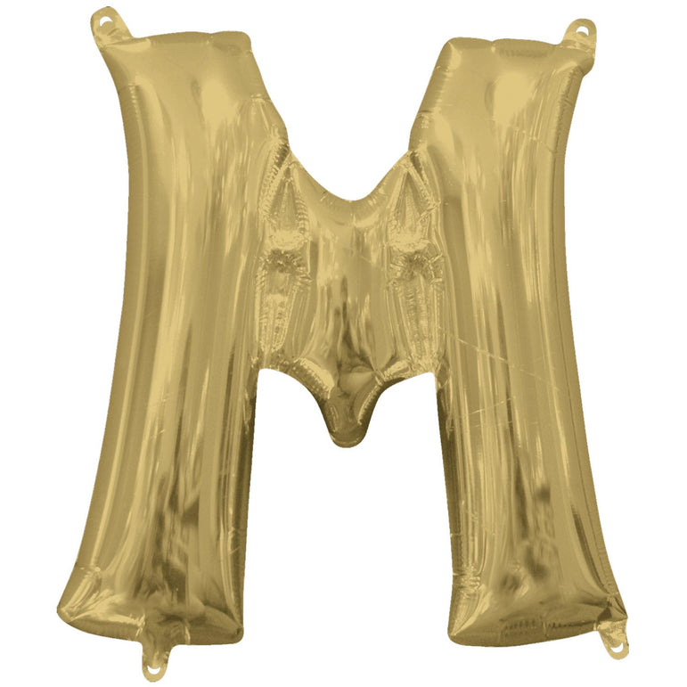 White Gold Letter M Supershape Foil Balloons 81x83cm Party Decoration