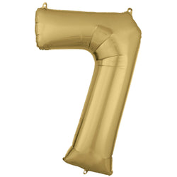 White Gold Number 7 Supershape Foil Balloon 55x88cm Party Decoration