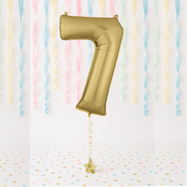White Gold Number 7 Supershape Foil Balloon 55x88cm Party Decoration - Party Centre
