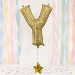 White Gold Letter Y Supershape Foil Balloon 76x86cm Party Decoration