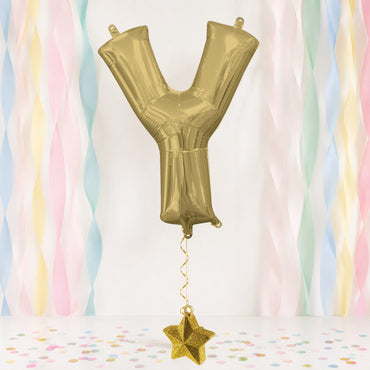 White Gold Letter Y Supershape Foil Balloon 76x86cm Party Decoration - Party Centre