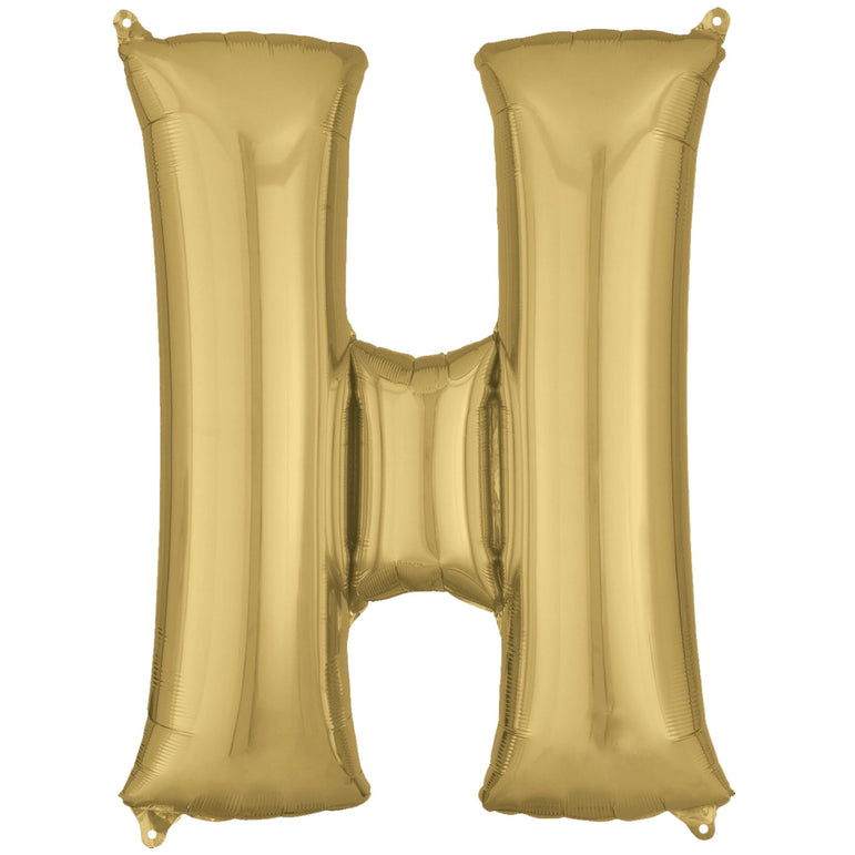 White Gold Letter H Supershape Foil Balloons 66x81cm Party Decoration