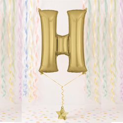White Gold Letter H Supershape Foil Balloons 66x81cm Party Decoration