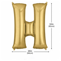 White Gold Letter H Supershape Foil Balloons 66x81cm Party Decoration