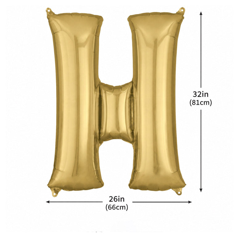 White Gold Letter H Supershape Foil Balloons 66x81cm Party Decoration