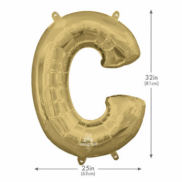 White Gold Letter C Supershape Foil Balloon 63cmx81cm Party Decoration - Party Centre