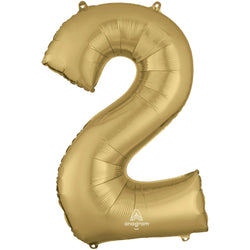 White Gold Number 2 Supershape Foil Balloon 55x83cm Party Decoration