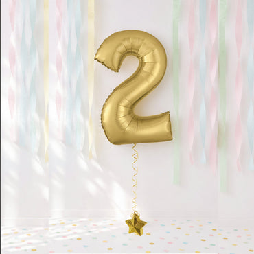White Gold Number 2 Supershape Foil Balloon 55x83cm Party Decoration - Party Centre