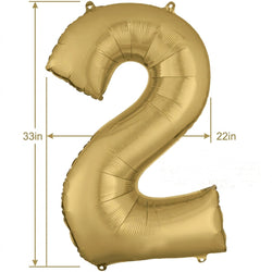 White Gold Number 2 Supershape Foil Balloon 55x83cm Party Decoration