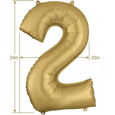 White Gold Number 2 Supershape Foil Balloon 55x83cm Party Decoration - Party Centre