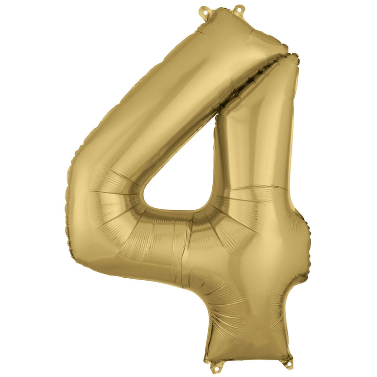 White Gold Number 4 Supershape Foil Balloon 60x91cm Party Decoration