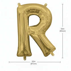 White Gold Letter R Supershape Foil Balloon 58x81cm Party Decoration