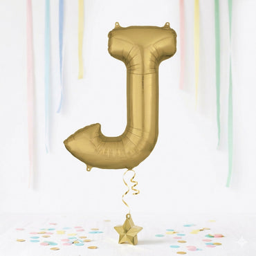 White Gold Letter J Supershape Foil Balloon 58x83cm Party Decoration - Party Centre