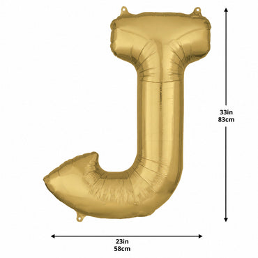 White Gold Letter J Supershape Foil Balloon 58x83cm Party Decoration - Party Centre