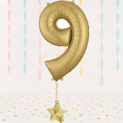 White Gold Number 9 Supershape Foil Balloon 55x86cm Party Decoration