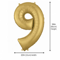 White Gold Number 9 Supershape Foil Balloon 55x86cm Party Decoration