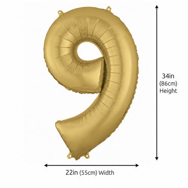 White Gold Number 9 Supershape Foil Balloon 55x86cm Party Decoration - Party Centre
