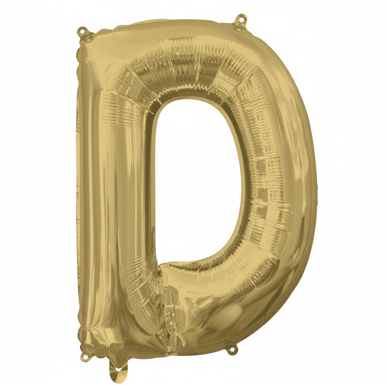 White Gold Letter D Supershape Foil Balloon 60x83cm Party Decoration