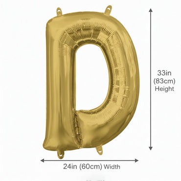 White Gold Letter D Supershape Foil Balloon 60x83cm Party Decoration - Party Centre