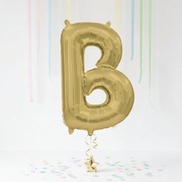 White Gold Letter B Supershape Foil Balloons 58x86cm Party Decoration - Party Centre