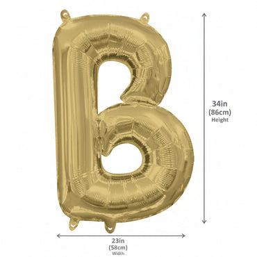 White Gold Letter B Supershape Foil Balloons 58x86cm Party Decoration - Party Centre