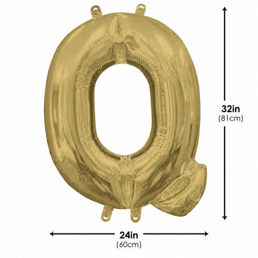 White Gold Letter Q Supershape Foil Balloon 60x81cm Party Decoration - Party Centre