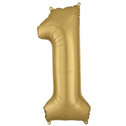 White Gold Number 1 Supershape Foil Balloon 33x86cm Party Decoration