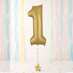 White Gold Number 1 Supershape Foil Balloon 33x86cm Party Decoration