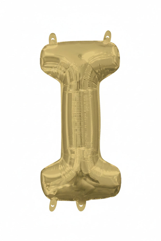 Gold letter 'I' balloon with Anagram logo on a white background