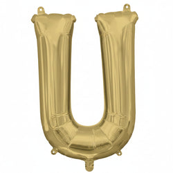 White Gold Letter U Supershape Foil Balloon 58x83cm Party Decoration