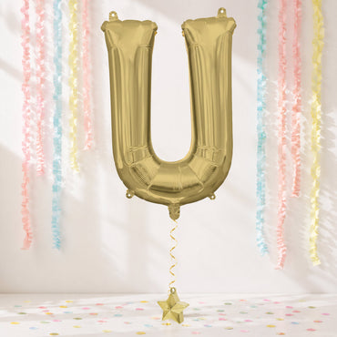 White Gold Letter U Supershape Foil Balloon 58x83cm Party Decoration - Party Centre