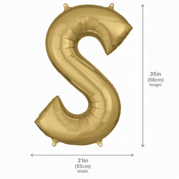 White Gold Letter S Supershape Foil Balloons 53x88cm Party Decoration - Party Centre