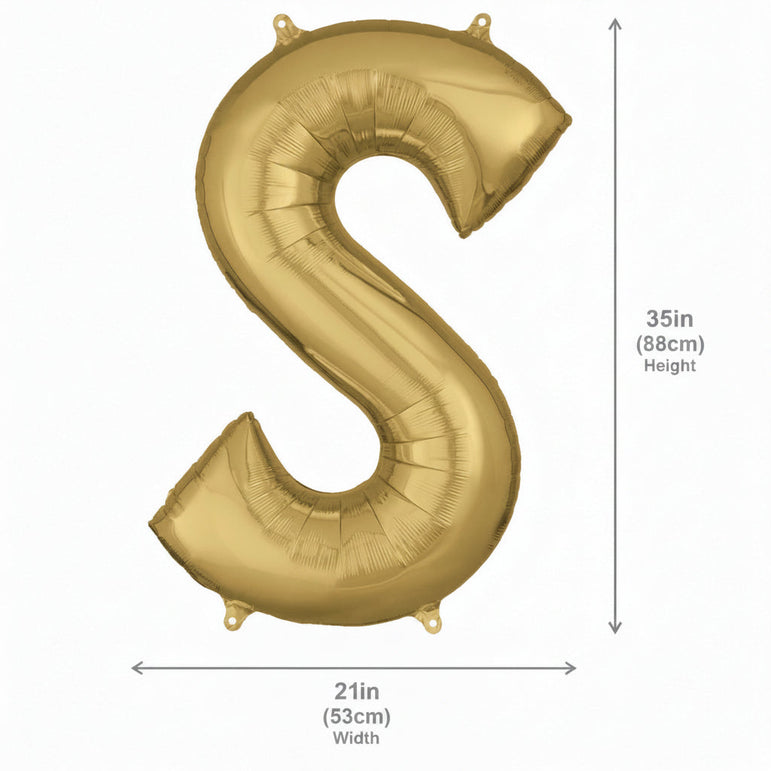 White Gold Letter S Supershape Foil Balloons 53x88cm Party Decoration